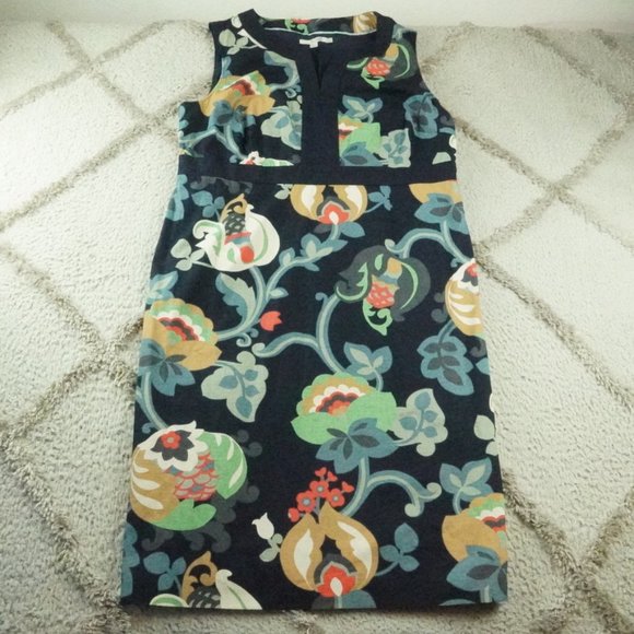 Boden Sleeveless Floral Print Dress Womens 16L Notch Neck - Picture 1 of 11
